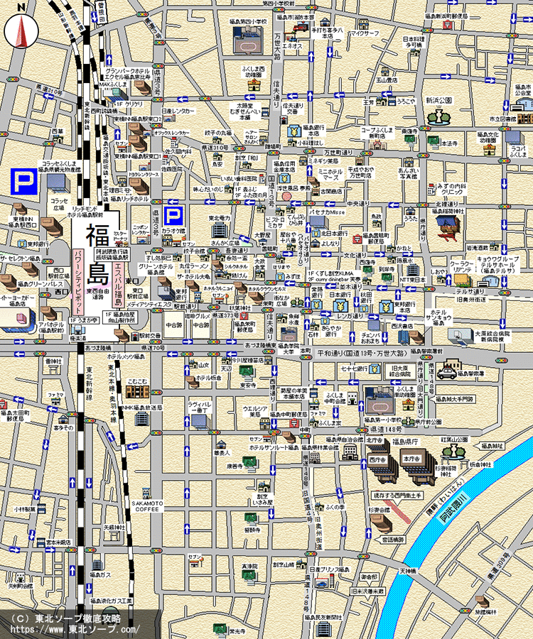 福島ソープ街MAP